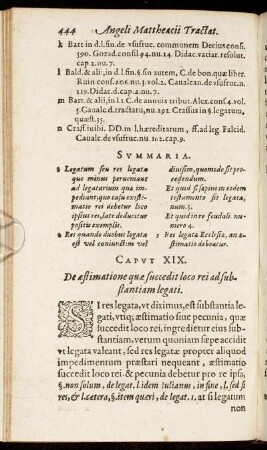 Caput XIX. De æstimatione quæ succedit loco rei ad substantiam legati.