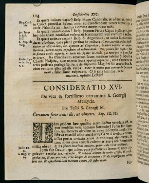 114-120, CONSIDERATIO XVI. De vita & fortissimo certamine S. Georgij Martyris.