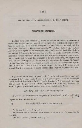 Alcune proprietà delle curve di 3° e 4° ordine.