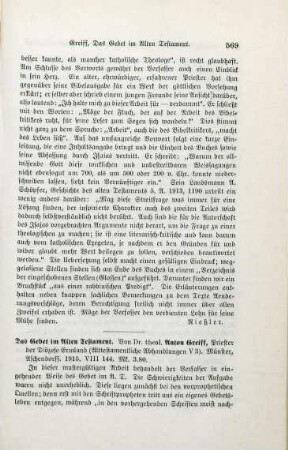 569-570 [Rezension] Greiff, Anton, Das Gebet im Alten Testament