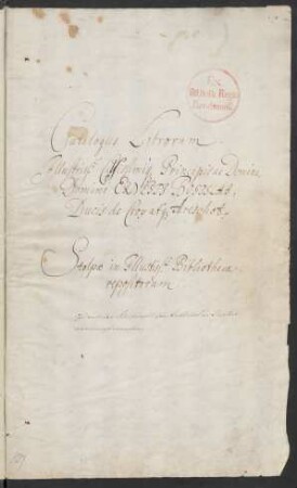 Catalogus librorum ... Domini Ernesti Bogislai, Ducis de Croy atque Areschot Stolpae in ... Bibliotheca repositorum