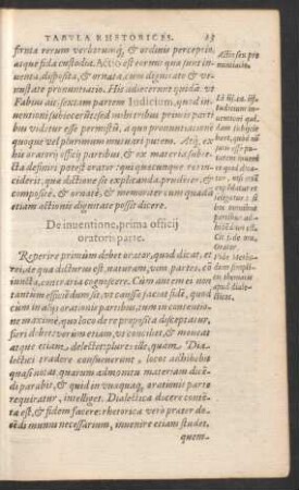 De inventione, prima officii oratoris parte.