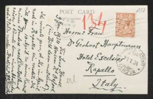 Brief von Hermann Georg Fiedler an Gerhart Hauptmann und Margarete Hauptmann