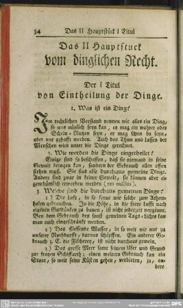 Das II Hauptstuck vom dinglichen Recht