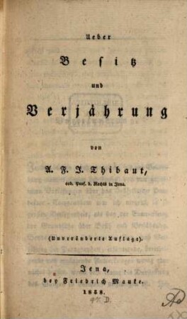 Ueber Besitz und Verjährung
