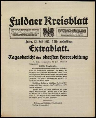 Ausgabe vom Dienstag, den 13. Juli 1915.