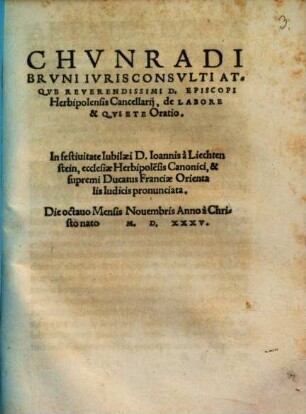 De Labore et quiete oratio