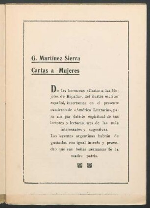 G. Martínez Sierra - Cartas a Mujeres [Introducción]