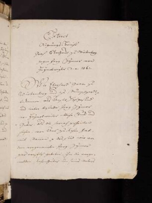 34r-35v, Nr. 1716: 1461, Extract. Aignungsbrief Graf Eberhards zu Württemberg gegen Jerg Zymer von Heymotweyler