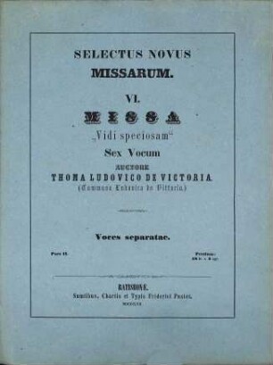 Missa "Vidi speciosam" : 6 vocum