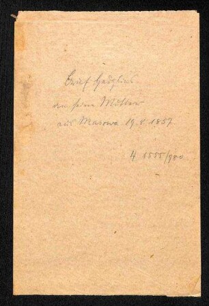 Handschriftlicher Brief von Heuglin an seine Mutter