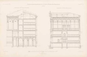 Dorotheenstädtische Realschule und Friedrich-Werdersches Gymnasium, Berlin: Schnitte AB, CD (aus: Atlas zur Zeitschrift für Bauwesen, hrsg. v. G. Erbkam, Jg. 28, 1878)