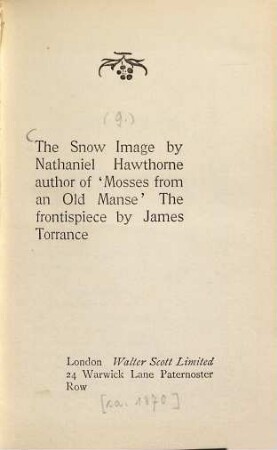 Tales, [9]. The snow image ... : twice-told tales
