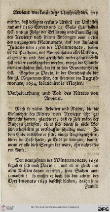 Verheirathung und Tod des Ritters von Arvieux