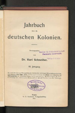 3.1910: Jahrbuch über die deutschen Kolonien