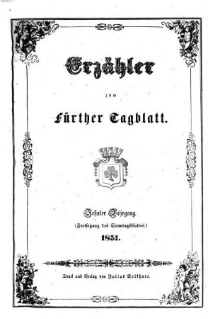 Fürther Tagblatt. Erzähler. 1851 = Jg. 10