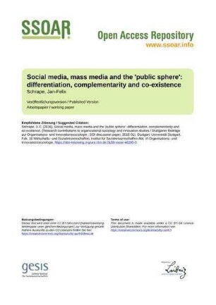 Social media, mass media and the 'public sphere': differentiation, complementarity and co-existence