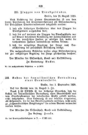 Flaggen von Dienstgebäuden : [A. Behörden und Beamte]