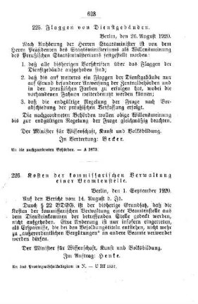 Flaggen von Dienstgebäuden : [A. Behörden und Beamte]