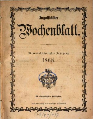 Ingolstädter Wochen-Blatt. 67. 1868