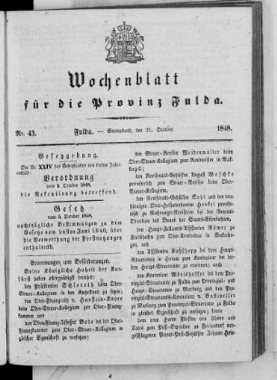 Nr. 43, Ausgabe vom 21. Oktober 1848