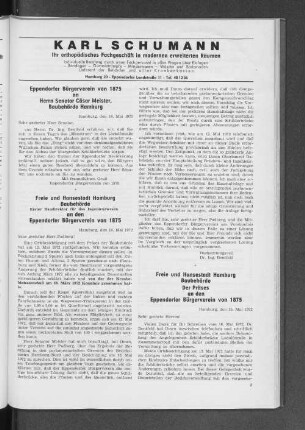 Freie und Hansestadt Hamburg Behörde Erster Baudirektor für das Ingenieurwesen an den Eppendorfer Bürgerverein von 1875