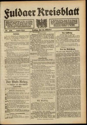 Erste Ausgabe vom Freitag, den 26. Oktober 1917.