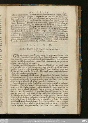Sectio II. Quid sit Gratia adiuvans, cooperans, comitans, et subsequens.