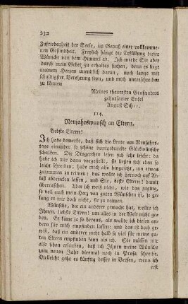 114. Neujahrswunsch an Eltern