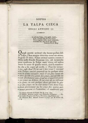 Sopra La Talpa Cieca Degli Antichi