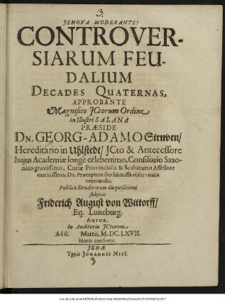 Controversiarum Feudalium Decades Quaternas