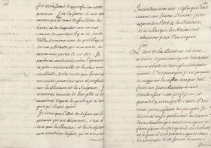 Französische Übersetzung des Anfangs der 'Regole per i Maestri affinche' insegnino bene la Pittura, e per li Discepoli affinche' la Imparino a dovere' von Anton Raphael Mengs.