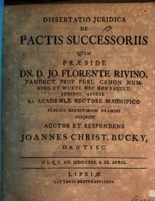 Diss. iur. de pactis successoriis