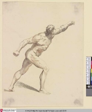 [Nackter Athlet nach rechts; Nude Athlete Throwing Weight]