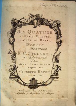 Six quatuor a deux violons, taille et basse, oeuvre VII