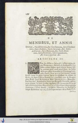 De Mensibus, Et Annis ... . Articulus II.