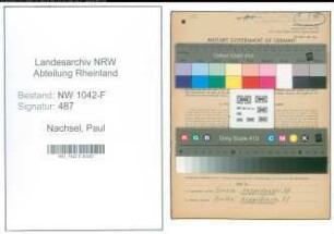 Entnazifizierung Paul Nachsel , geb. 13.12.1903 (Zollbeamter)