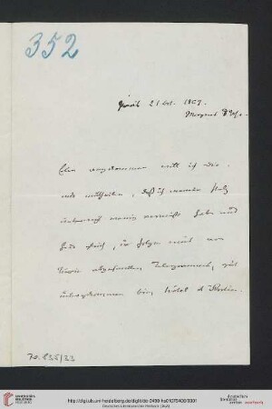 Briefwechsel Theodor Mommsen und Marie Mommsen geb. Reimer: Brief von Theodor Mommsen an Marie Mommsen