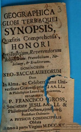 Geographica globi terraquei synopsis, quaesitis comprehensa