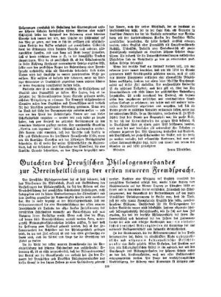 Gutachten des Preußischen Philologenverbandes zur Vereinheitlichung der ersten neueren Fremdsprache