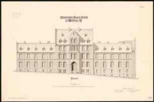 Frauenklinik der Philipps-Universität Marburg: Aufriss Südansicht 1:100