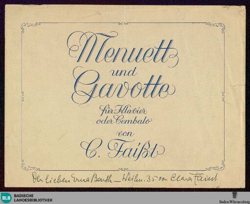 Menuett und Gavotte : für Klavier oder Cembalo