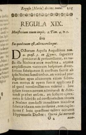 215-228, Regula XIX. Ministerium tuum imple.