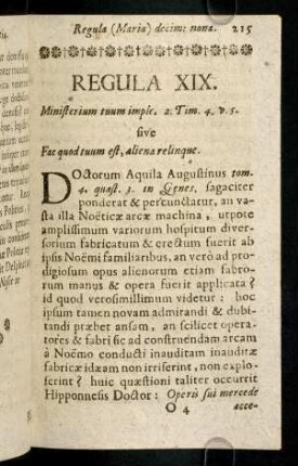 215-228, Regula XIX. Ministerium tuum imple.