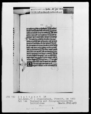 Niederländisches Stundenbuch (Handschrift der Brüder vom gemeinsamen Leben) — ---, Folio 144 rectoZierinitiale