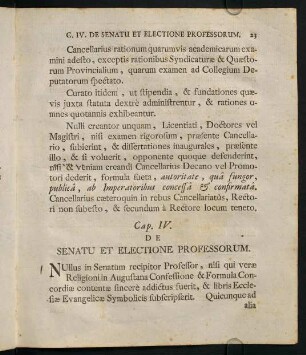 IV. De Senatu et Electione Professorum.