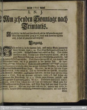 Am zehenden Sonntage nach Trinitatis