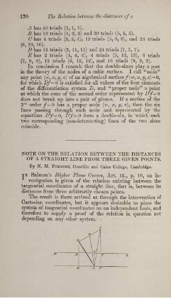 Note on the relation between the distances of a straight line from three given points.