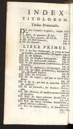 Index Titulorum.