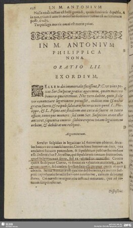 In M. Antonium Philippica Nona. Oratio LII.